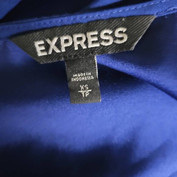 Blue Zipper V Neck Blouse Size XS - Picture 3 of 5